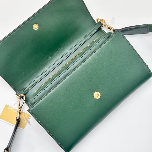 Michael Kors Jet Set Item Large Zip Around Wallet Crossbody Bag MK Ombre Green - Picture 15 of 15